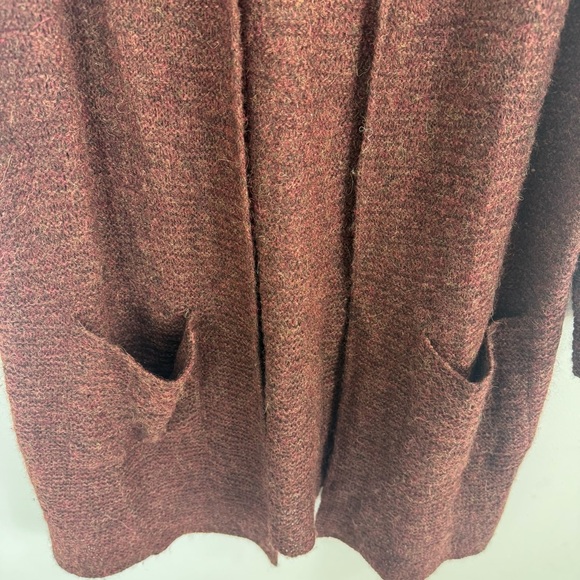 Eileen Fisher Brown Baby Alpaca Open Front Long Cardigan Cozy Minimalist XXL - Picture 5 of 12